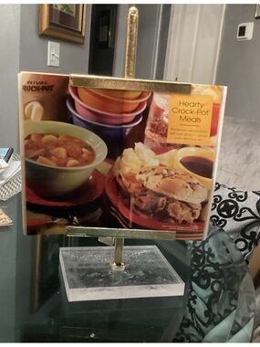NWT - Adjustable Cookbook Holder by RAZ Imports - gold & plexiglass